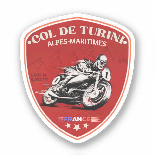  Col de turini,  Alpes Maritimes motorcycle sticke (Front)