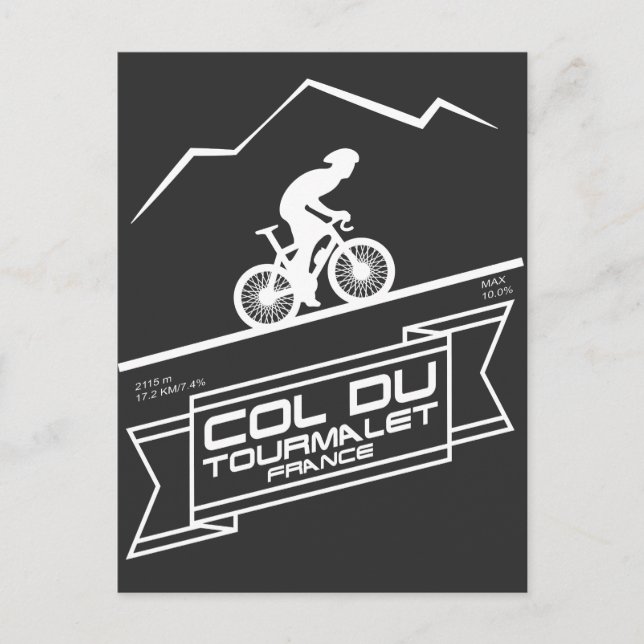 Col Du Tourmalet Road Famous Cycling Postcard (Front)