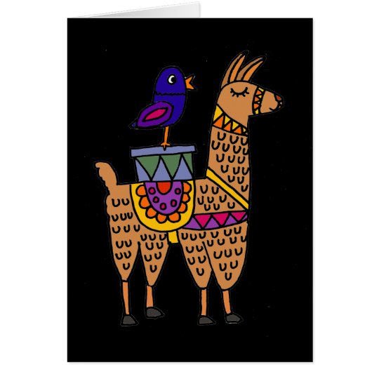 Col Llama with Colourful Blanket and Packages Card