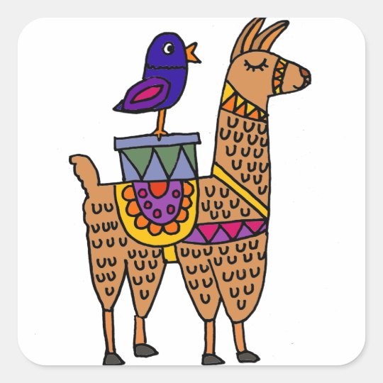 Col Llama with Colourful Blanket and Packages Square Sticker
