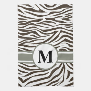 Cola Safari Zebra with monogram Kitchen Towel