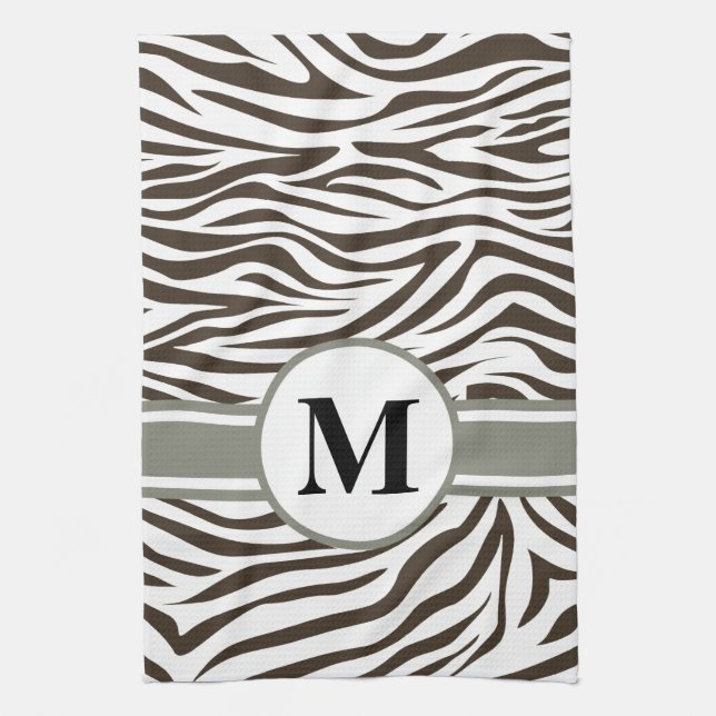 Cola Safari Zebra with monogram Kitchen Towel (Vertical)