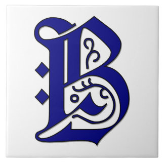 Colchester Letter B Blue Monogram Accent Tile