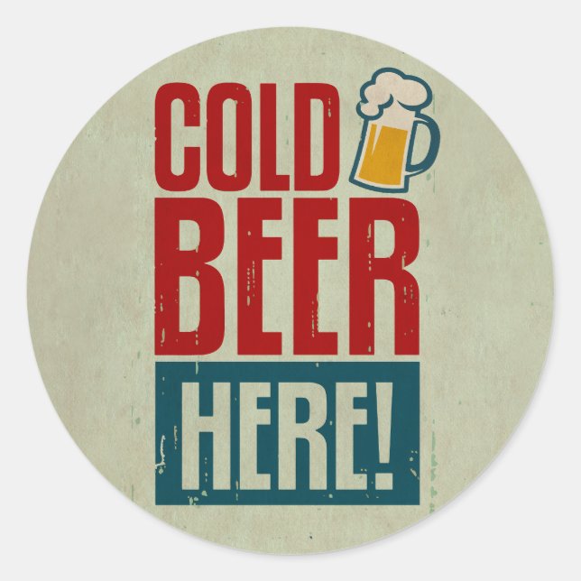 Cold Beer Classic Round Sticker (Front)