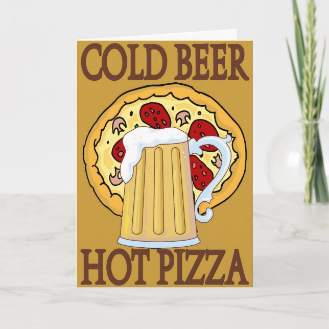 Cold Beer, Hot Pizza Holiday Card (Front)