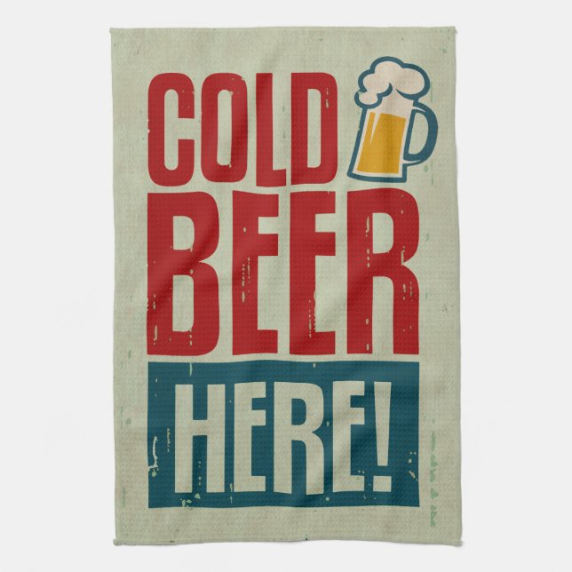 Cold Beer Kitchen Towel (Vertical)