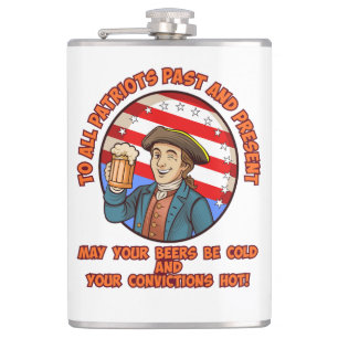 Cold beer on July 4th Hip Flask