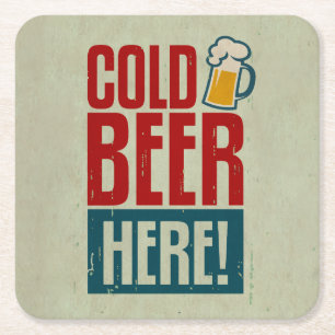 Cold Beer Square Paper Coaster