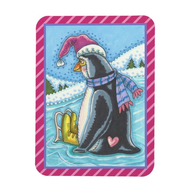 COLD BOTTOM WARM HEART PENGUIN CHRISTMAS MAGNET (Vertical)