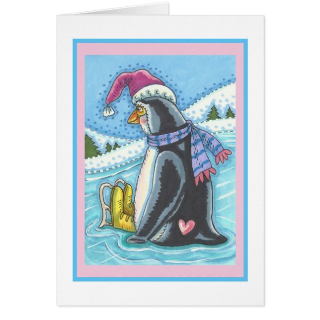 COLD BOTTOM WARM HEART PENGUIN GREETING CARD B (Front)