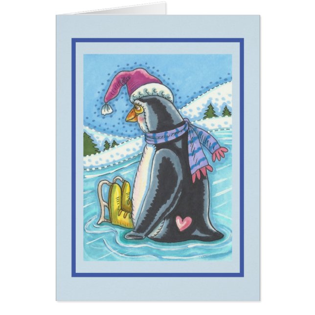 COLD BOTTOM WARM HEART PENGUIN GREETING CARD B (Front)