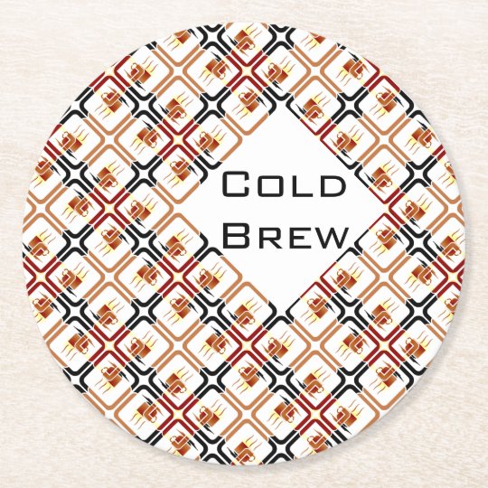 Cold Brew Coffee Cup Brown Red Black Mugs Java Round Paper Coaster