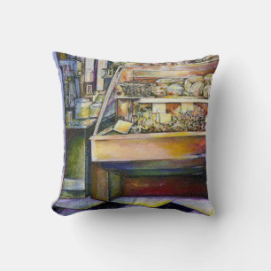 Cold Brew in a Hot Deli Throw Pillow