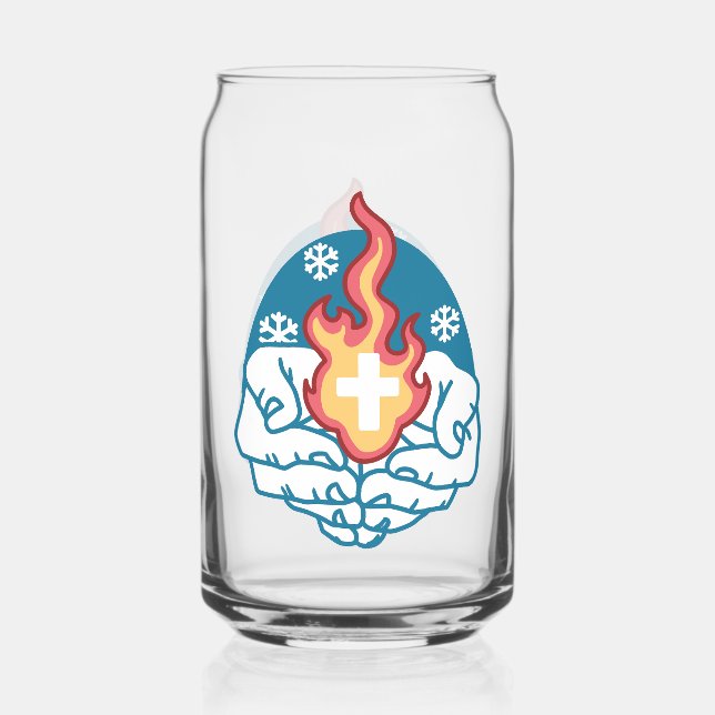 Cold Change, Faith's Fire - Motivational Christian Can Glass (Front)