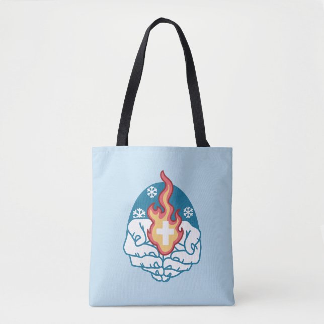 Cold Change, Faith's Fire - Motivational Christian Tote Bag (Front)