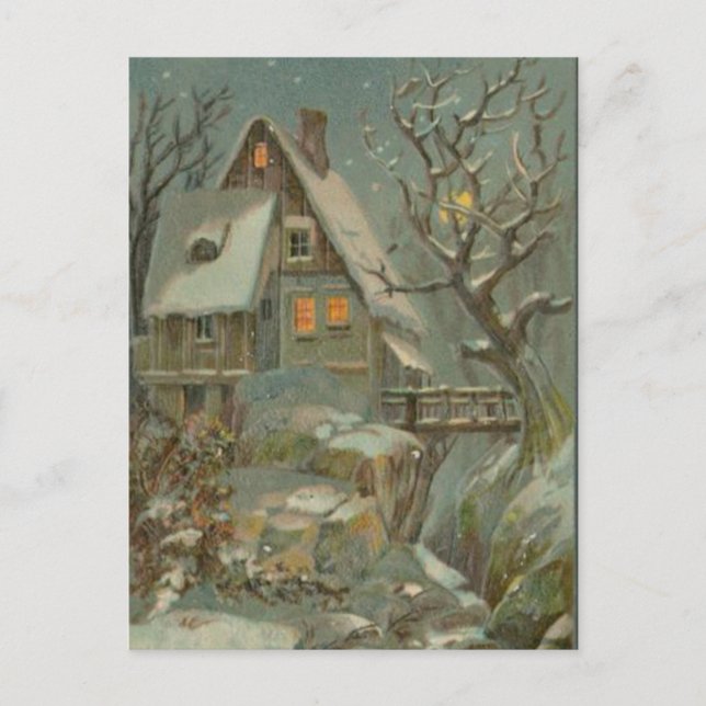 Cold Christmas Night Holiday Postcard (Front)
