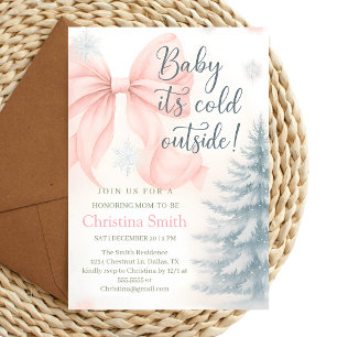 Cold Elegant A Pink Bow Coquette Baby Shower Invitation
