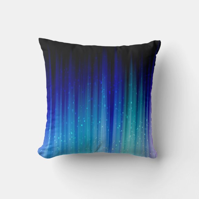 Cold Fire - Blue Teal Purple Streaks Pattern Throw Pillow (Front)