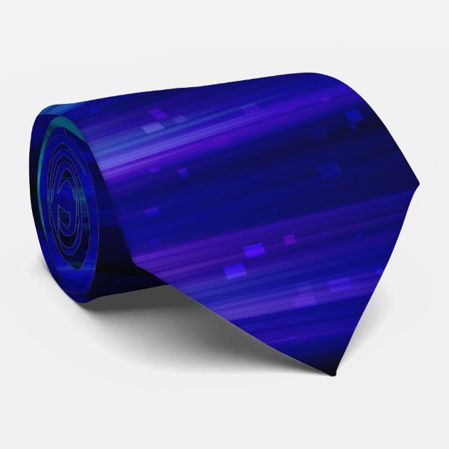 Cold Fire - Blue Teal Purple Streaks Pattern Tie (Rolled)