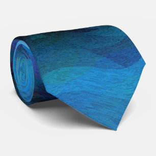 Cold Flame cool blue modern abstract art Tie
