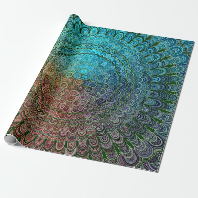 Cold Metal Flower Mandala Wrapping Paper (Unrolled)