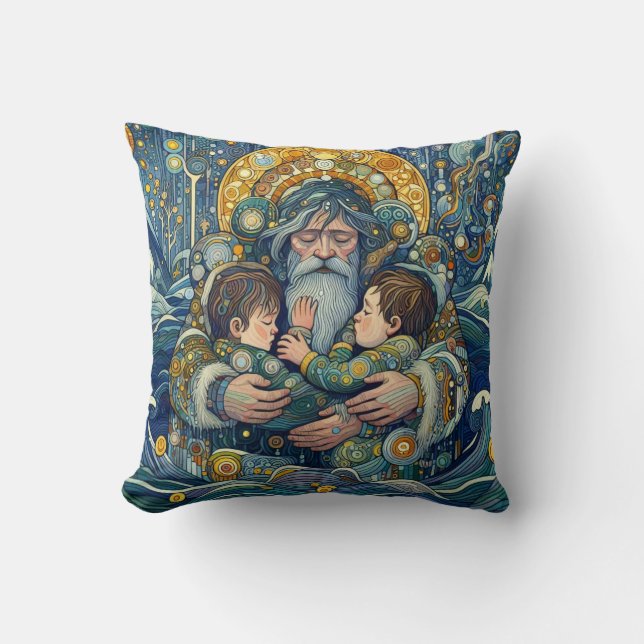 "Cold Night, Strong Arms" Throw Pillow (Front)