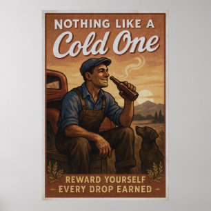Cold One - Beer Lover Vintage Art Poster