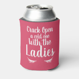 Cold One with the Ladies Eyelashes   Personalized Can Cooler