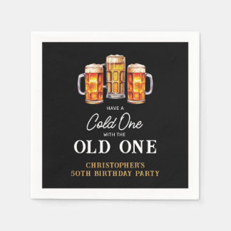 Cold One With The Old One Beer 50th Birthday Napkin