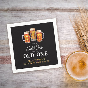 Cold One With The Old One Beer 50th Birthday Napkin