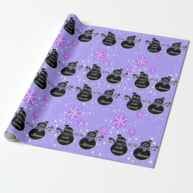 Cold Outside Purple wrapping paper  (Unrolled)