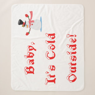 Cold Outside Snowman Sherpa Blanket