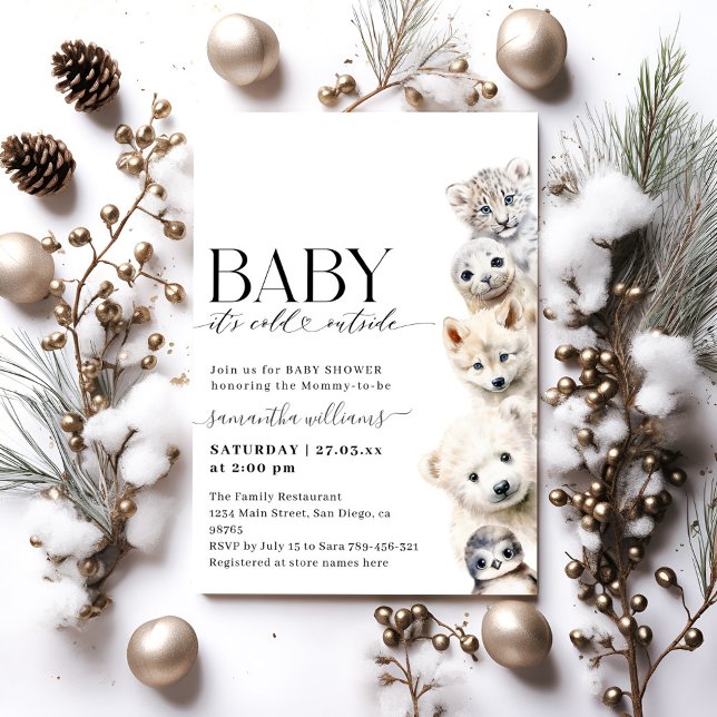 Cold Outside Winter Animals Baby Shower Invitation (Creator Uploaded)