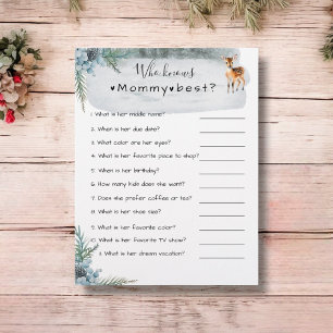 Cold Outside Winter Animals Baby Shower Who knows Flyer