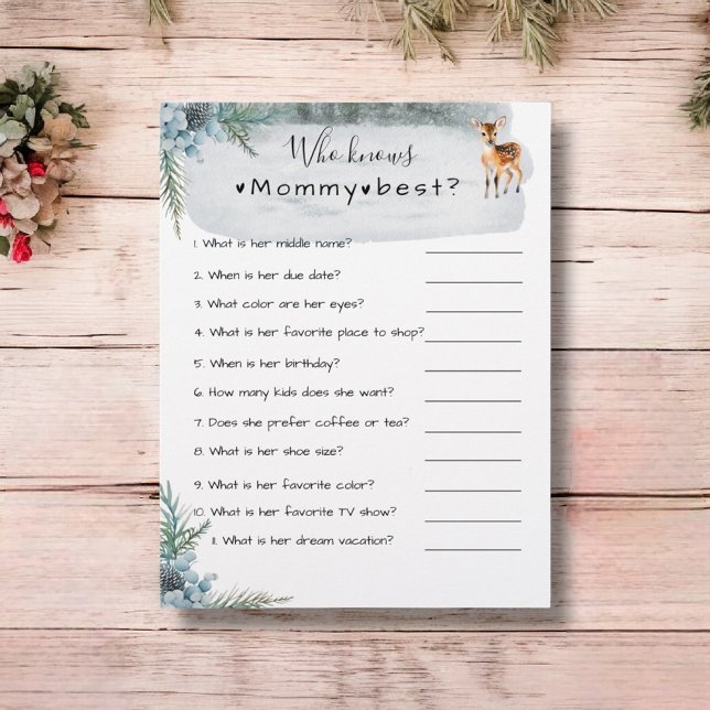 Cold Outside Winter Animals Baby Shower Who knows Flyer (Creator Uploaded)