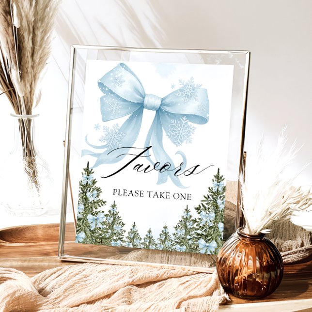 Cold Outside Winter Blue Bow Baby Shower Favours Poster (Creator Uploaded)