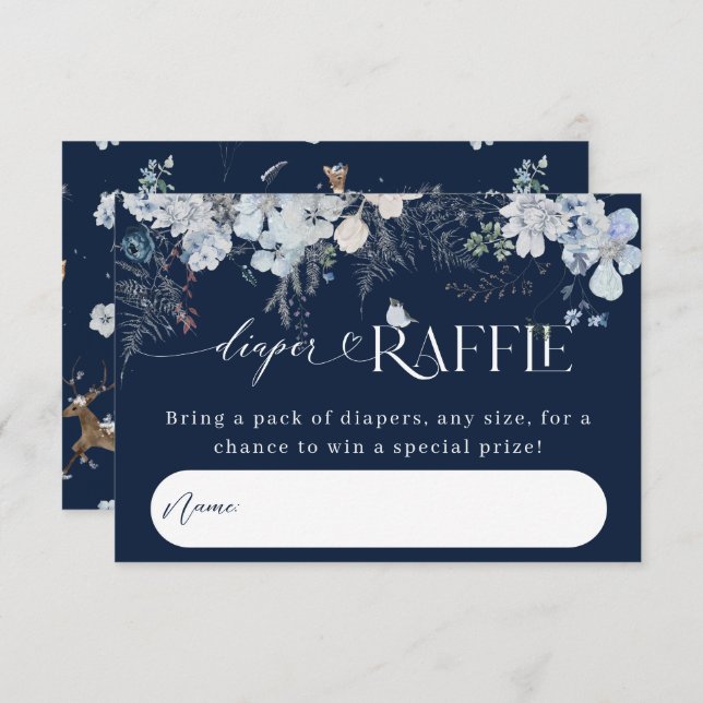 Cold outside Winter Floral Deer Baby Shower Books Enclosure Card (Front/Back)