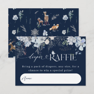 Cold outside Winter Floral Deer Baby Shower Books Enclosure Card