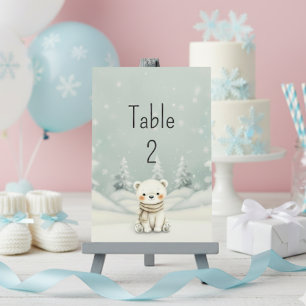 Cold Outside Winter Gender Neutral Baby Shower  Table Number