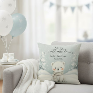 Cold Outside Winter Gender Neutral Baby Shower Throw Pillow