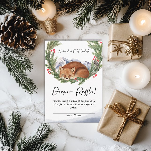 Cold Outside Woodland Fox Winter Diaper Raffle Enclosure Card (Cold Outside Woodland Fox Winter Diaper Raffle Enclosure Card)