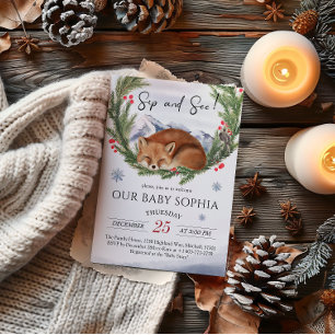 Cold Outside Woodland Fox Winter Sip And See Invitation