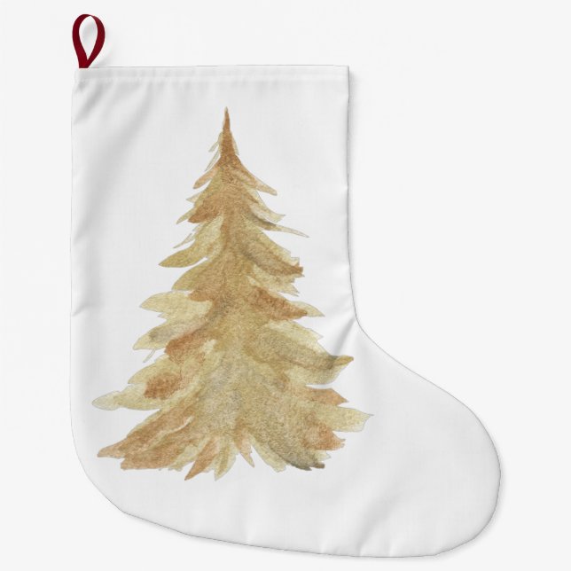 Cold pine trees large christmas stocking (Front)