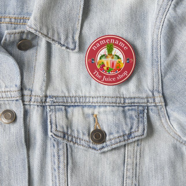 Cold Pressed Juice Smoothies fruit  shop logo name 2 Inch Round Button (In Situ)