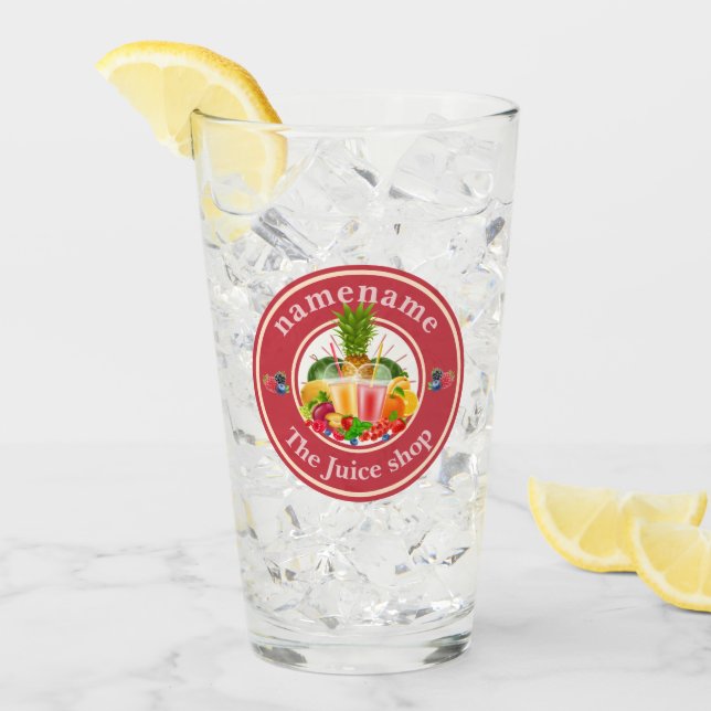 Cold Pressed Juice Smoothies fruit  shop logo name Glass (Front Ice)