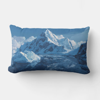 Cold sea with mountain lumbar pillow