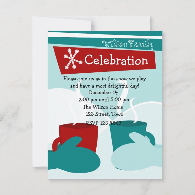 Cold Snow Warm Mittens Invitation (Front)