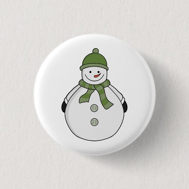 Cold snowman 1 inch round button (Front)