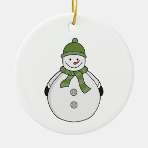 Cold snowman ceramic ornament