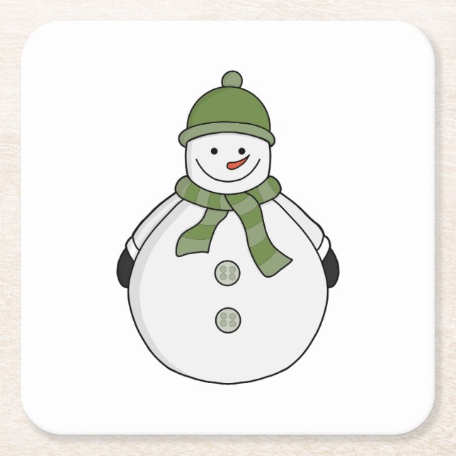 Cold snowman square paper coaster (Front)